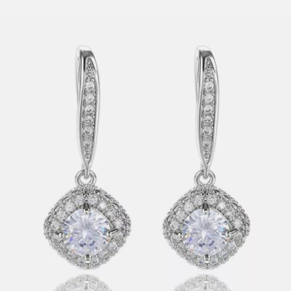 Brand new 925 silver Diamond dangle earrings - Picture 2 of 4
